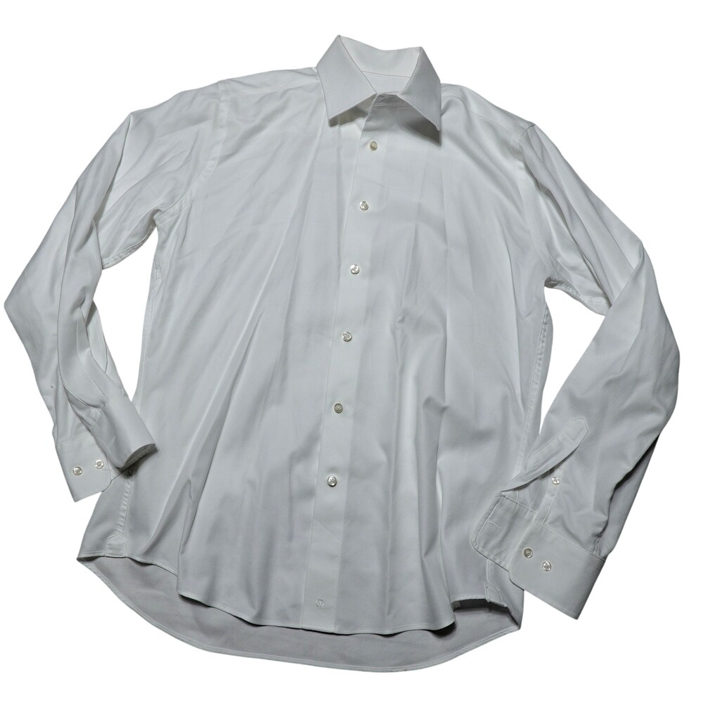 David Donahue Shirt Mens 16 34/35 White Trim Fit 100% Cotton Dress Long Sleeve